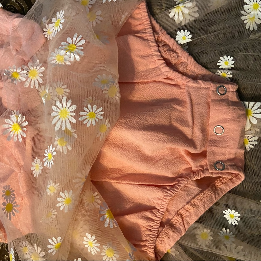 Pink Daisy Groovy Dress Boho First Birthday Outfit Clothes Floral 3-6 months - Picture 3 of 3